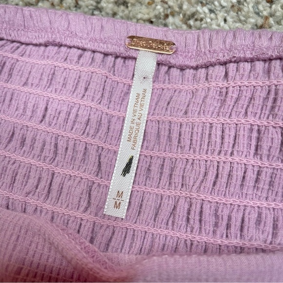 Free People Lavender Purple Strapless Peplum Lace Up Smocked Crop Top Medium - Picture 5 of 9